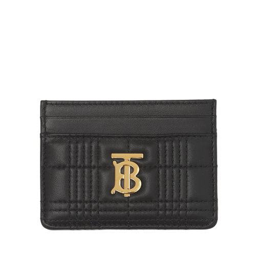 BURBERRY/博柏利 22春夏新款Lola系列 女士黑色絎縫羊皮革金色金屬TB標(biāo)識卡包卡片夾80492951