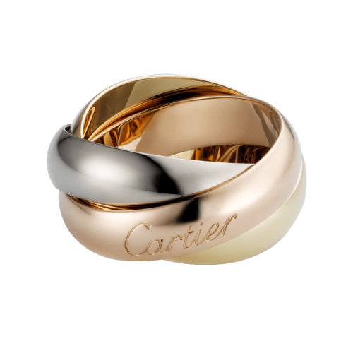 CARTIER/卡地亞 TRINITY系列 18K金白金玫瑰金黃金三環(huán)三色大號戒指 求婚訂婚結(jié)婚對戒 B4052800