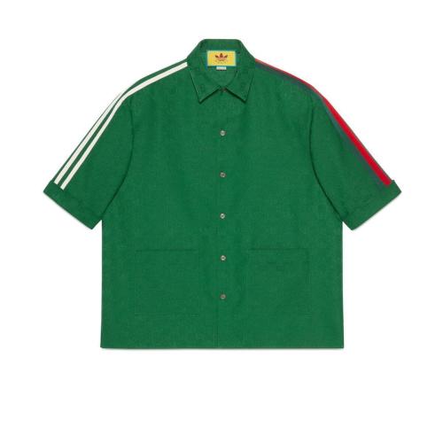  GUCCI古馳 22年秋冬 男士 adidas x Gucci聯(lián)名系列GG Trefoil提花襯衫 696654 ZAI22 3105