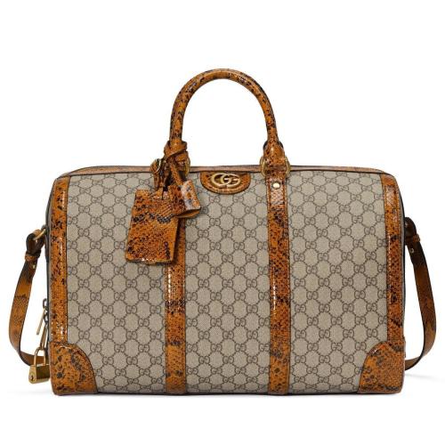  GUCCI古馳 22年秋冬 男士 飾雙G蟒蛇皮滾邊旅行袋 710860 FAAL4 8644