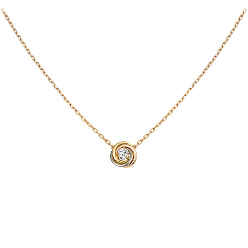 CARTIER/卡地亞 TRINITY系列 18K金白金玫瑰金黃金三環(huán)三色嵌獨鉆項鏈 B7224900
