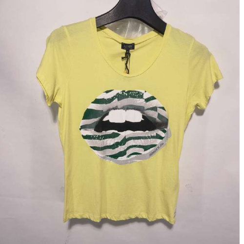 ARMANI JEANS/阿瑪尼牛仔 檸檬黃女士短袖T恤