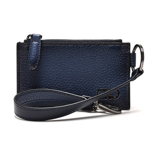 SalvatoreFerragamo/菲拉格慕男士牛皮革掛飾零錢包66A130