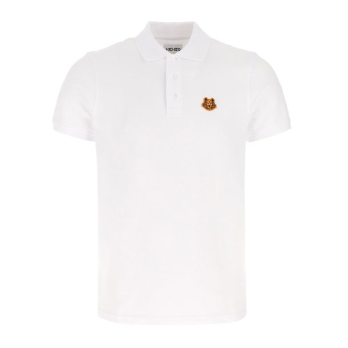 KENZO/高田賢三  男裝 服飾 男裝 服飾 白色翻領棉質虎頭圖案時尚休閑 男士短POLOT恤