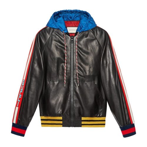  GUCCI/古馳 男士黑色牛皮革夾克 497402 XG526 1326 PLFSX