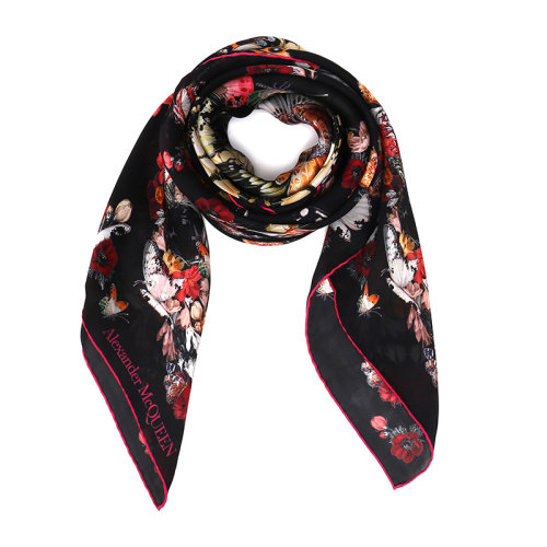 Alexander McQueen/亞歷山大麥昆桑蠶絲女士圍巾絲巾方巾6396123011Q