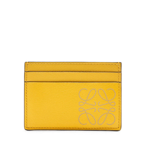 LOEWE/羅意威 21新款 女士芥末色/淡燕麥色經(jīng)典小牛皮徽標(biāo)卡片夾0010593366