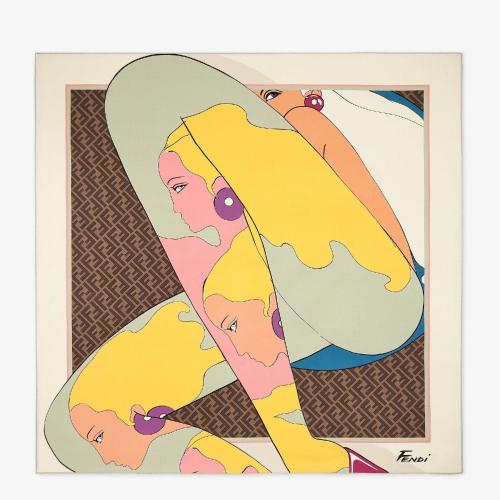  FENDI芬迪 22年秋冬 女士 圍巾 拼色桑蠶絲圍巾 FXT091AJWMF1HTU