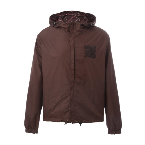 FENDI/芬迪 深棕條紋雙面男士連帽夾克