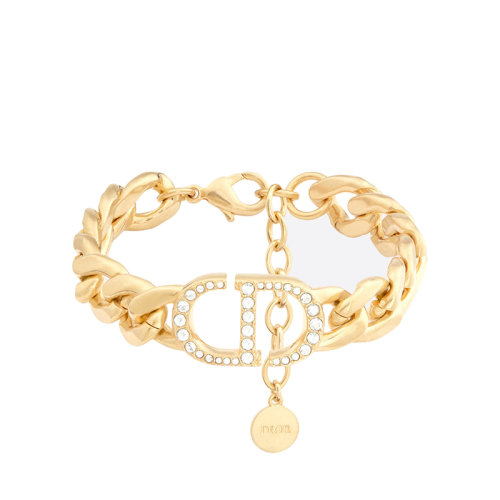 DIOR/迪奧 22新款30 MONTAIGNE系列 女士金色飾面金屬“CD”標(biāo)志銀色調(diào)仿水晶裝飾手鏈B1630MTGCY_D03S