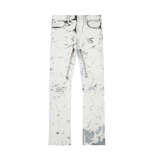 Givenchy/紀(jì)梵希 22年早春新款 男士白色棉質(zhì)混紡雪花效果裂紋涂層牛仔褲BM50SU50M6-100