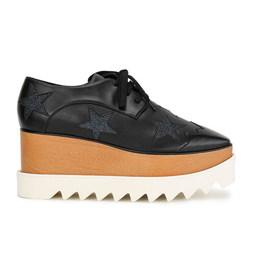 Stella McCartney/絲黛拉麥卡妮 黑色拼藍(lán)色亮閃星星 鋸齒厚底女士休閑運(yùn)動(dòng)鞋 363998W0888 1007