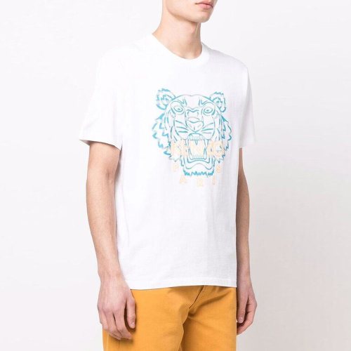 Kenzo/高田賢三 男士純色棉質(zhì)經(jīng)典虎頭圖案裝飾圓領(lǐng)短袖上衣T恤 FC55TS020CSJ 多色可選