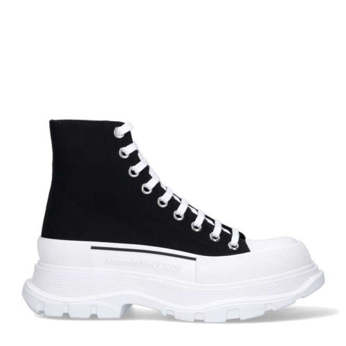 ALEXANDER MCQUEEN 亞歷山大·麥昆 女士 鞋靴  黑色厚底高幫系帶圓頭運(yùn)動(dòng)鞋 女士休閑運(yùn)動(dòng)鞋