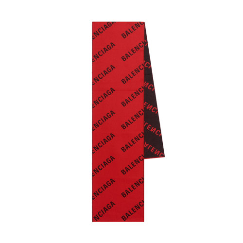 Balenciaga/巴黎世家新款 Allover Logo系列 女士紅色和黑色拉絲羊毛大圍巾673133420B80646