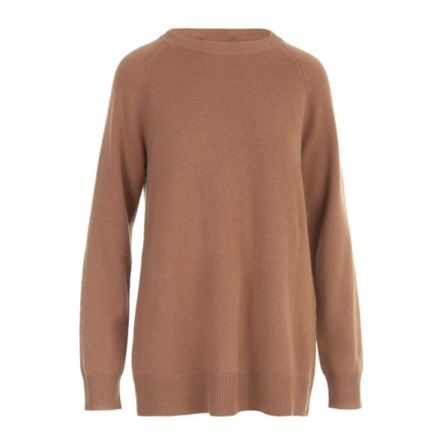 MaxMara/麥絲瑪拉 女士駝色羊絨大廓形圓領(lǐng)長袖上衣毛衣針織衫套頭衫 93660619-600-008