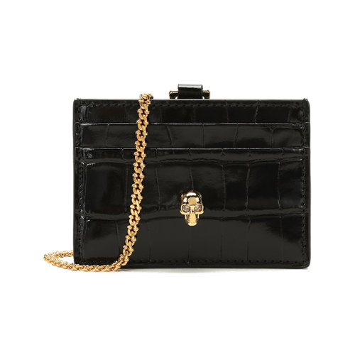 Alexander McQueen/亞歷山大麥昆 女士牛皮革頸部掛包卡包卡夾 648015 1JMFG