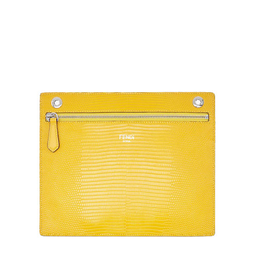 FENDI/芬迪 20  PEEKABOO系列 黃色蜥蜴皮手拿袋可拆卸與Peekaboo ISeeU內(nèi)部互換7AR985AG0UF0M8A