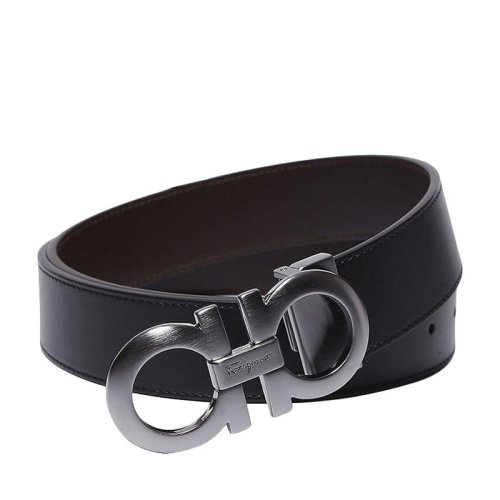 Salvatore Ferragamo/菲拉格慕 男士黑色牛皮經(jīng)典板扣式商務(wù)休閑皮帶腰帶