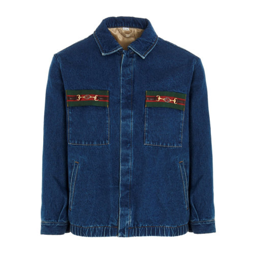 GUCCI 古馳 男裝 服裝 藍(lán)色棉質(zhì)牛仔外套 男士夾克