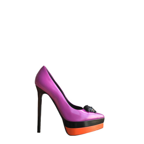 Versace 范思哲  女士一線美杜莎頭像 秀款彩拼恨天高鞋