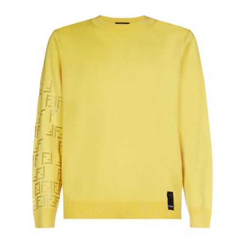 FENDI 芬迪 男士 服裝 21春夏 圓領(lǐng)雙F圖案針織衫毛衣 男士毛衣針織衫