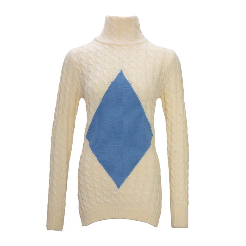 Tory Burch 托里伯奇 女士 服裝  拼色高領(lǐng)長(zhǎng)袖羊毛毛衣 女士毛衣針織衫