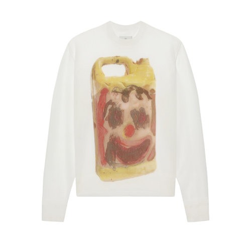 Givenchy/紀梵希 22年秋冬新款 Josh Smith系列 男士白色透明尼龍瓷質(zhì)印花圓領(lǐng)針織衫BM90JC4YAC-100