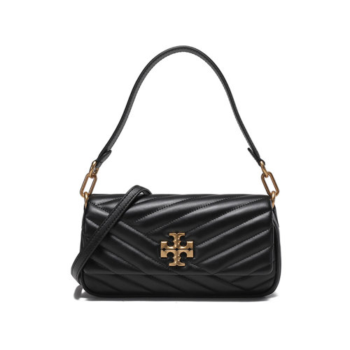 Tory Burch/湯麗柏琦 【22秋冬新款】 女士KIRA系列羊皮革CHEVRON雙T LOGO手提單肩斜挎包腋下包小號 90456