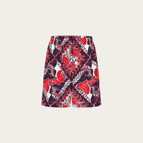  VALENTINO華倫天奴 22年秋冬 男士 短褲 BERMUDA EN SOIE A_VEC IMPRIMé ARCHIVE MANIFESTO B