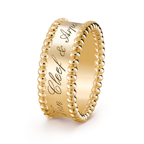 Van Cleef & Arpels/梵克雅寶 經(jīng)典款Perlée?系列 18K金黃金刻字戒指 VCARO3Y600