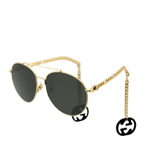 GUCCI/古馳 迷鏈系列  眾多明星同款 網(wǎng)紅街拍 可拆卸 男女款 太陽(yáng)鏡 金色鏤空  墨綠色 灰色 棕色 鏡片 墨鏡 眼鏡 GG0725S 61mm GUCCI 古馳