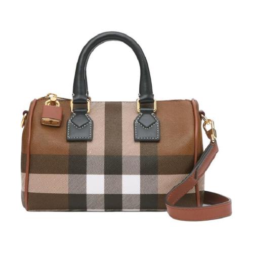  BURBERRY 22年秋冬 女士 迷你格紋拼皮革保齡球包 80534961