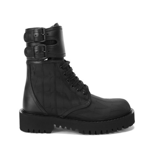 Valentino/華倫天奴 男士織物配皮系帶靴子短靴VLTN刺繡 WY2S0E62 EYV