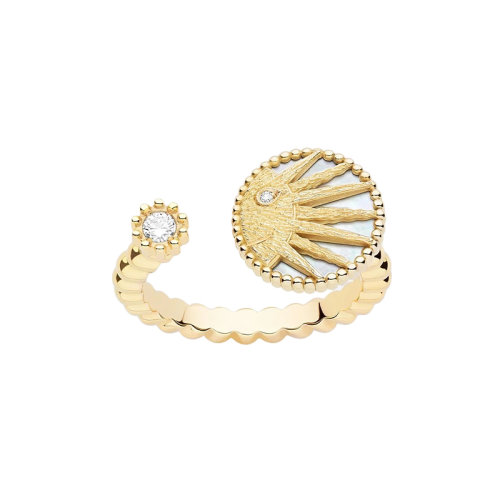 DIOR/迪奧 ROSE CéLESTE系列 18K金黃金鑲嵌鉆和白色珍珠貝母太陽系戒指 JSAM95014_0000