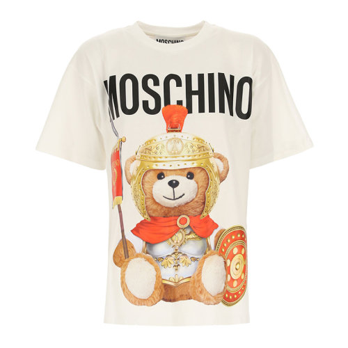 Moschino/莫斯奇諾  女裝 服飾 棉質(zhì)羅馬泰迪熊士兵熊LOGO圖案時尚休閑 女士短袖T恤