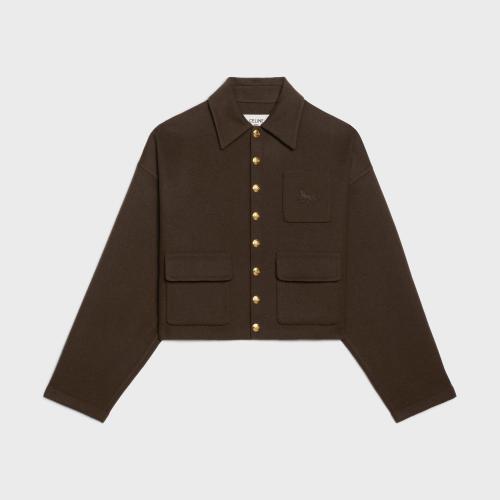  CELINE賽琳思琳 22年秋冬 女士 夾克 山羊絨雙面按扣開(kāi)衫 2V52E6700.19BS