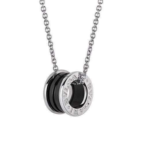 BVLGARI/寶格麗 慈善款 男女通用純銀鑲嵌黑色陶瓷 小紅點(diǎn)項(xiàng)鏈 349634