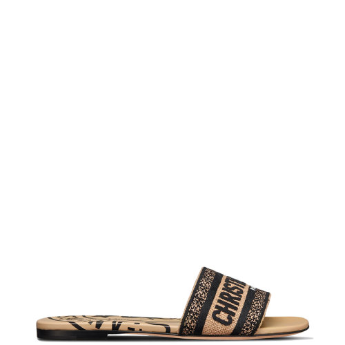 DIOR/迪奧 22年春夏新款 DWAY系列 女士米色黃麻帆布刺繡Union圖案涼拖KCQ308JUR_S29U