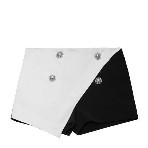 Balmain/巴爾曼 黑白拼色 女士不規(guī)則設(shè)計(jì)短褲  春夏