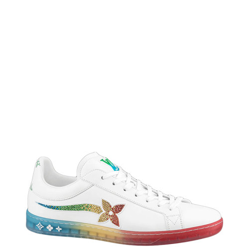 Louis Vuitton/路易威登 22年早春新款 LUXEMBOURG SAMOTHRACE系列 男士白色小牛皮飾水鉆彗星花朵運(yùn)動鞋1A9G01