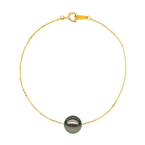 zhuella/珠艾樂(lè) 簡(jiǎn)約系列 大溪地黑珍珠 18k金手環(huán)手鏈?zhǔn)骤C