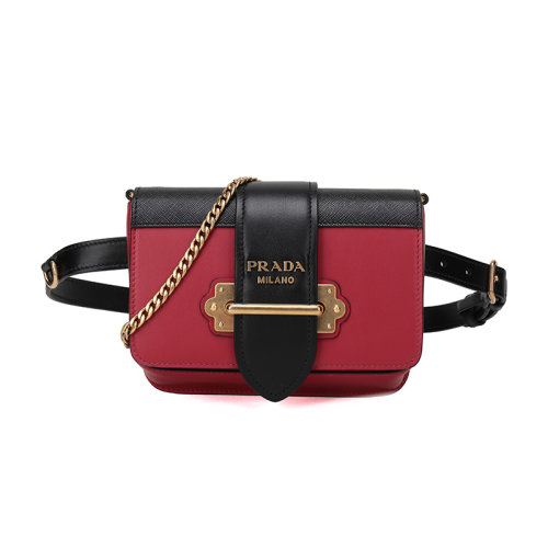PRADA/普拉達 女士腰包 Cahier系列牛皮單肩斜挎包 1BL004 2BB0 F0C9F V OCH