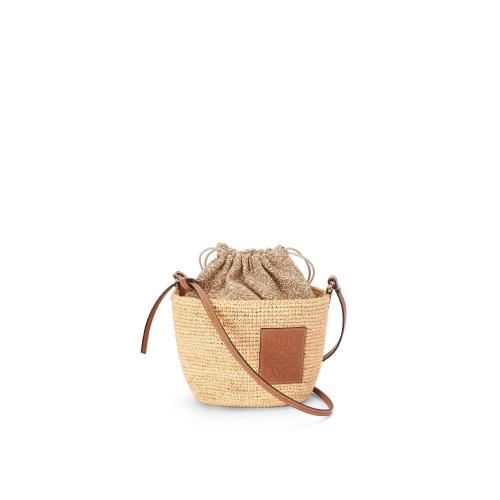  LOEWE羅意威 22年秋冬 女士 手提包 Anagram Pochette Basket bag in raffia， jacquard and ca