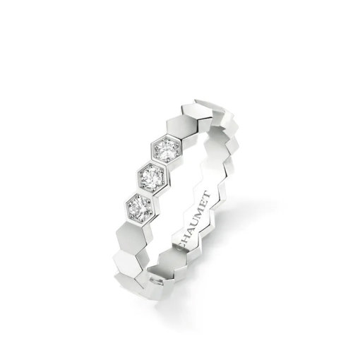 Chaumet/尚美 經(jīng)典BEE MY LOVE系列 18k金白金愛(ài)?巢鉆石戒指 083360