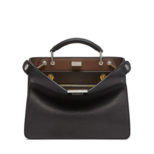 FENDI/芬迪  PEEKABOO ISEEU系列 男士迷你黑色小牛皮旋轉(zhuǎn)門扣可調(diào)節(jié)肩帶手提斜挎單肩包7VA530AFC3F1EGZ