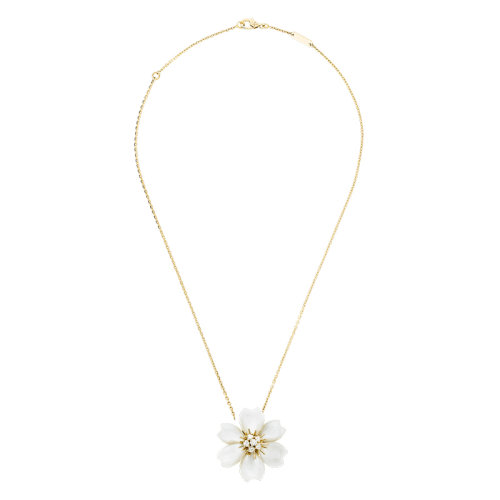 Van Cleef & Arpels/梵克雅寶 經典Rose de No?l系列 18k金黃金白色珍珠母貝鑲嵌鉆石玫瑰吊墜胸針VCARD30300