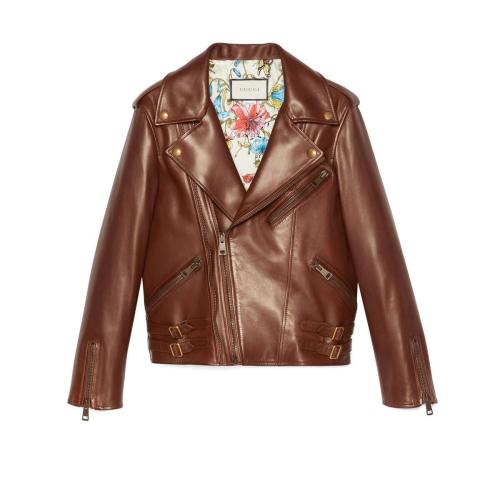  GUCCI古馳 22年秋冬 女士 Plonge皮革機車夾克 659239 XN336 2050