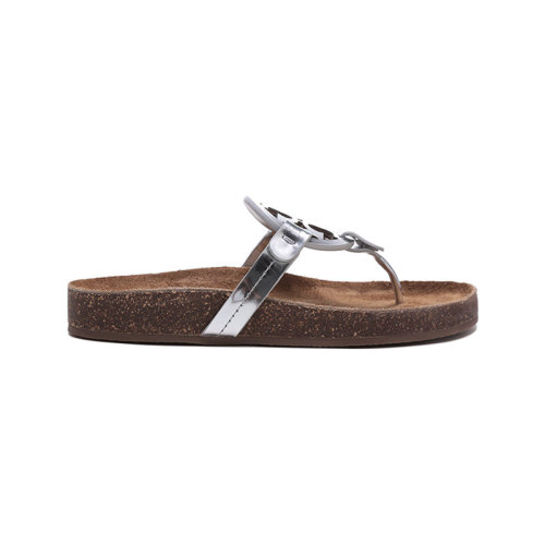 Tory Burch/湯麗柏琦【22春夏新款】女士MILLER系列皮革雙T LOGO平底拖鞋涼鞋人字拖 88800