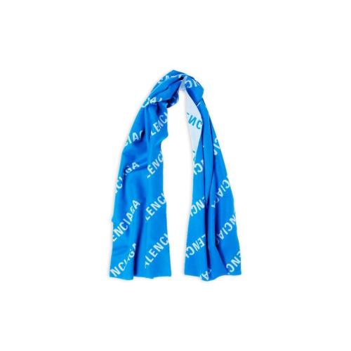 BALENCIAGA巴黎世家 22年秋冬 女士 圍巾 Womens Allover Logo Macro Scarf in Electric Blue